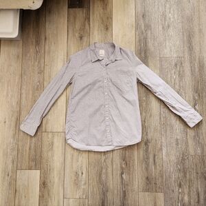 Gap The Fitted Boyfriend Women's Grey Floral Button Up Shirt Size Small